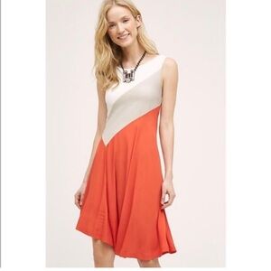 Anthropologie Maeve Cameron Ribbed Fit & Flare Diagonal Colorblock Midi Dress